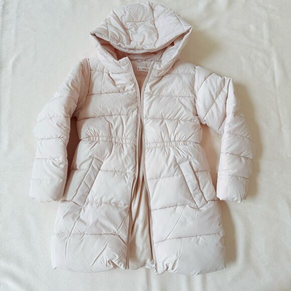 Mango Girls Puffer Jacket Warm Hoodie Zip Long Sleeve Lightweight Fleece White 9 - Picture 1 of 3